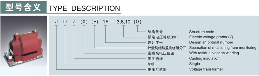 JDZ(X)(F)16-3,6,10(G)型电压互感器型号说明