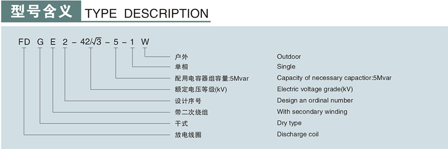 FDGE2-42/√3-5-1W型35KV放电线圈型号说明