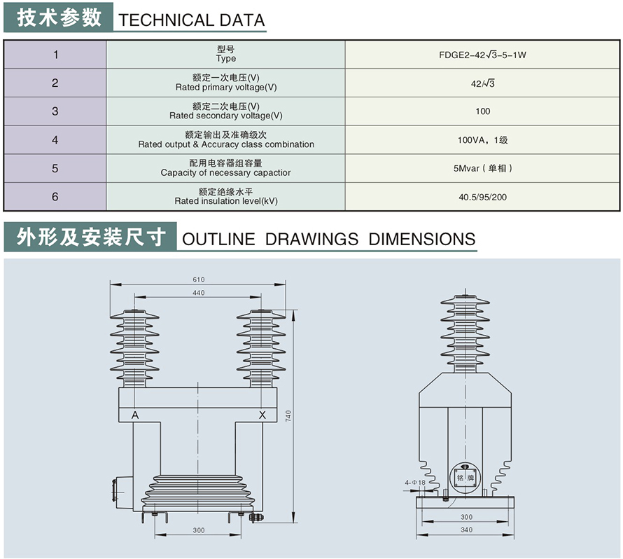 FDGE2-42/√3-5-1W型35KV放电线圈技术参数